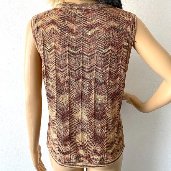 Dressy Sleeveless Knit Top Missoni For Target Zig Zag Top Chevron Top Metallic - Picture 6 of 7